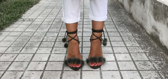 faux fur sandals