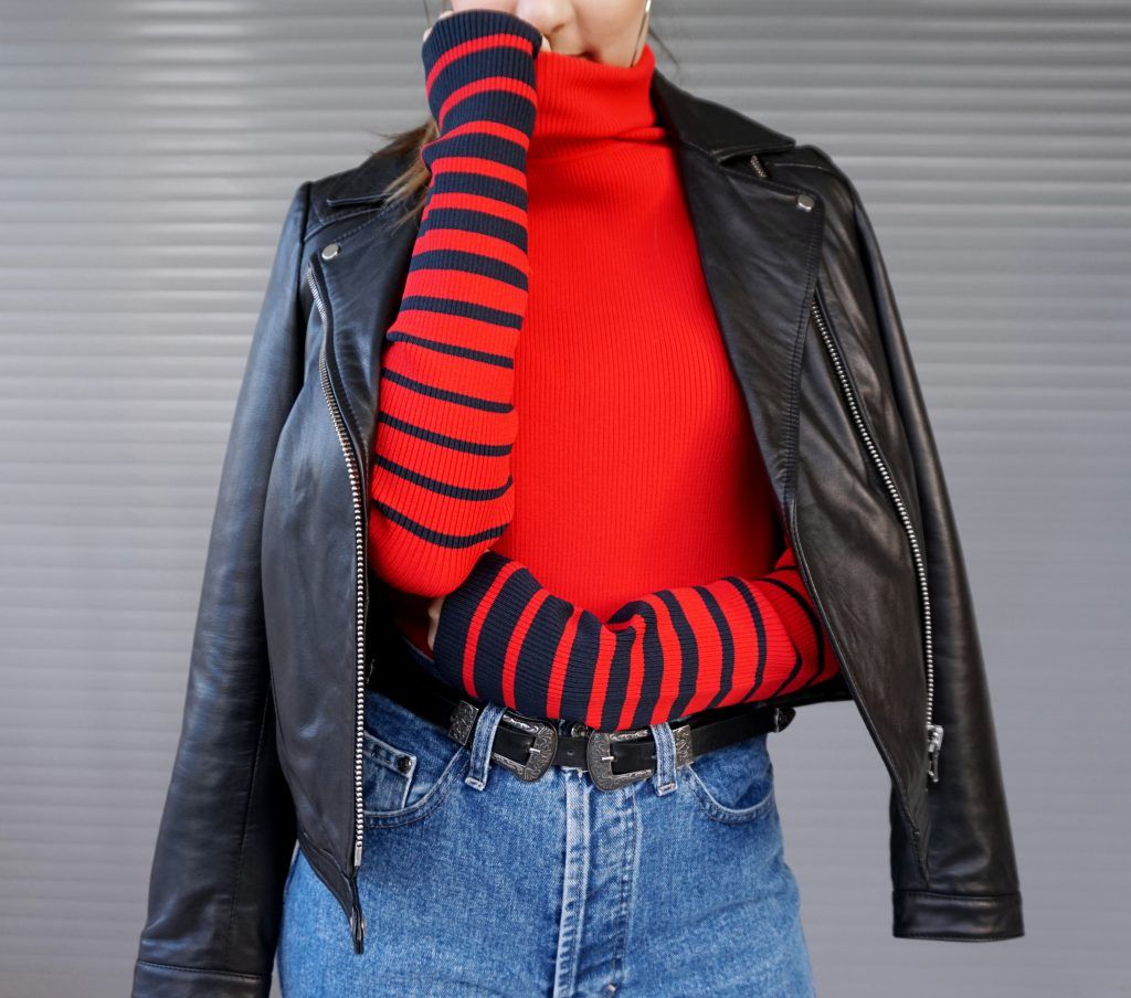 how to dress this fall in tommy x gigi red sweater