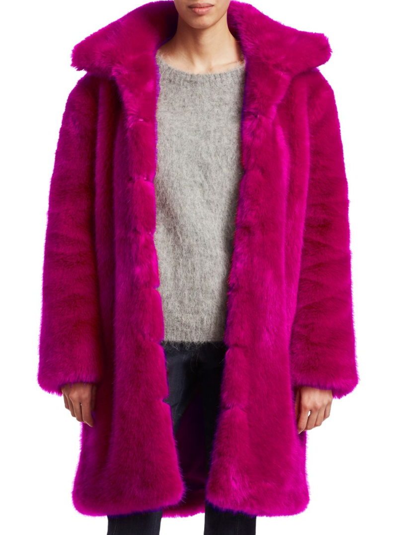 neon pink faux fur jacket