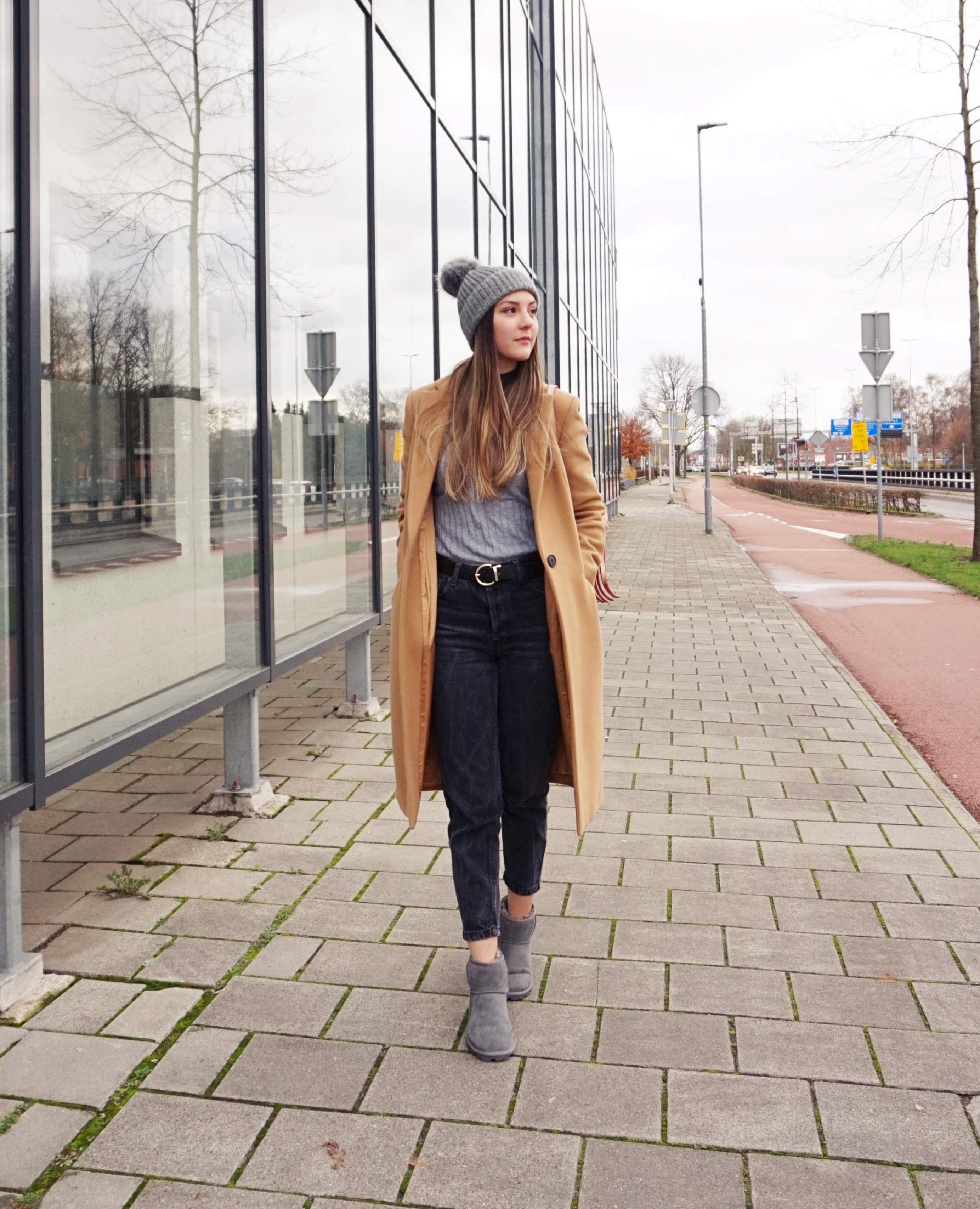 camel coat outfit