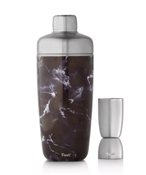 S'well 2-Piece Black Marble-Look Shaker & Jigger Set